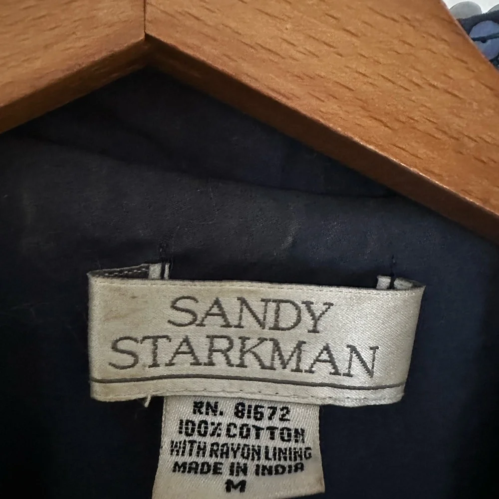 Sequin Double-Breasted Blazer with Gold Accents - Picture 2 of 4